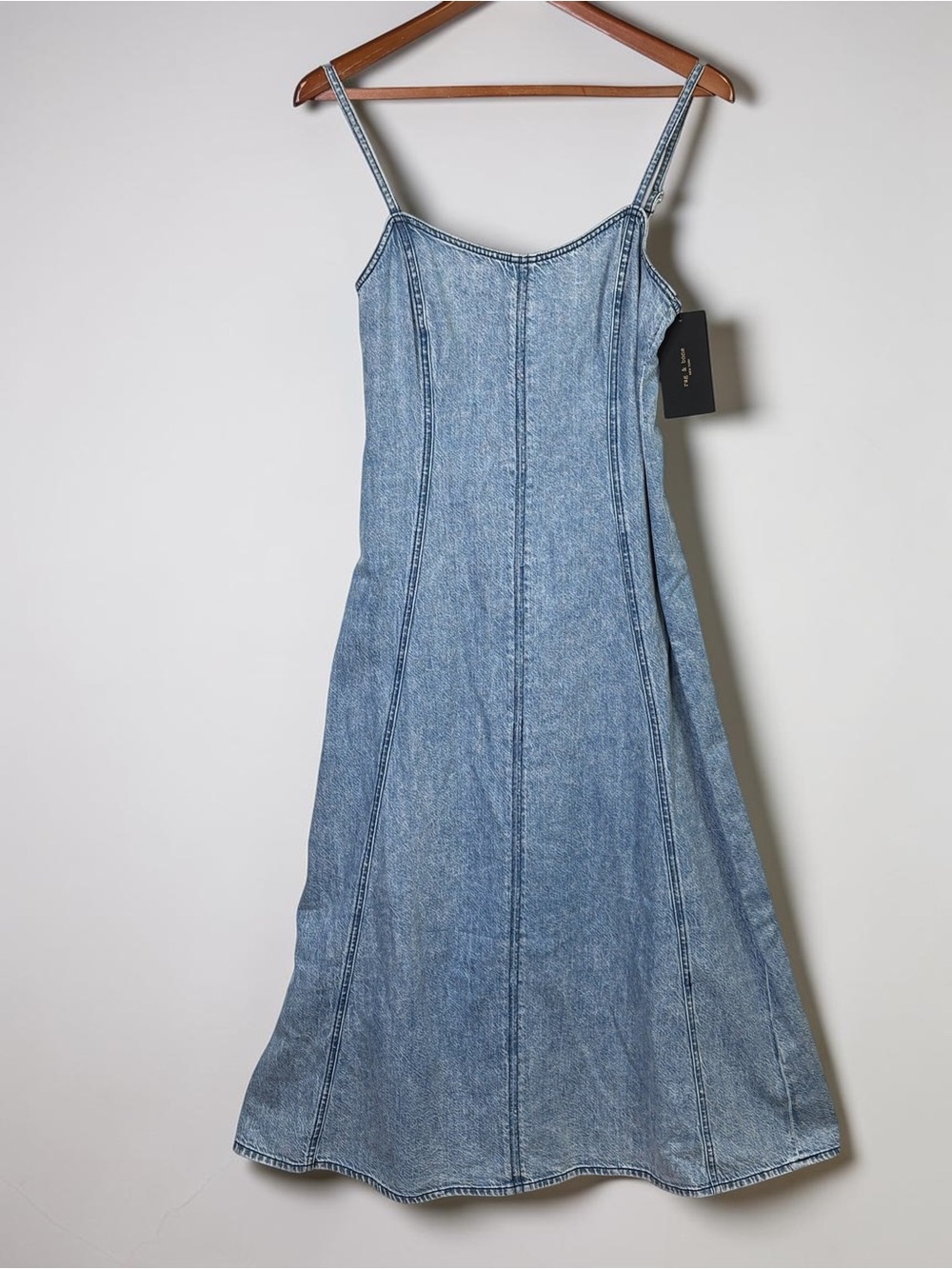 NWT Rag & Bone Martyna Denim Midi Dress Spencer Light Wash Size 4 - Picture 3 of 13